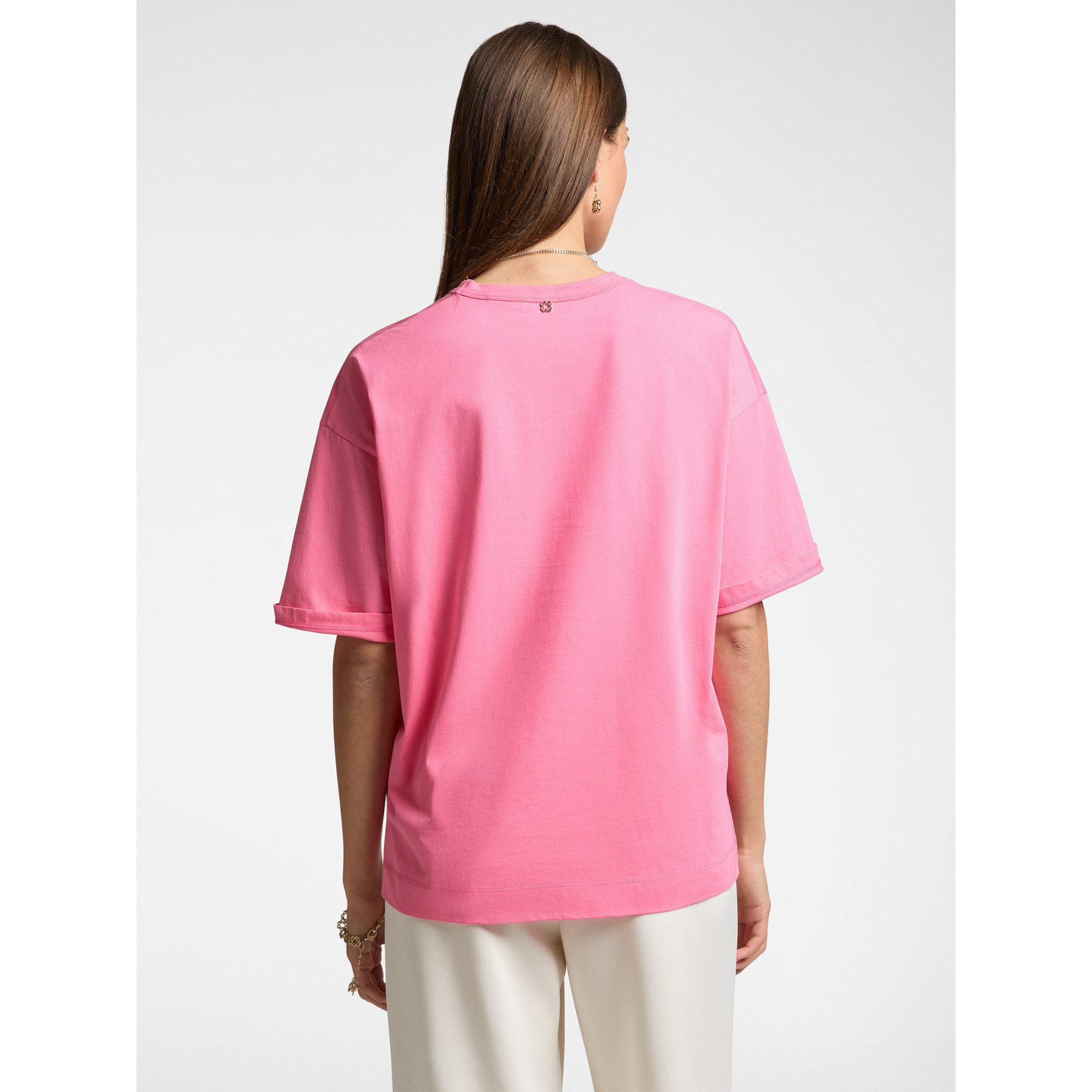 Elena Mirò - Camiseta con inscripción y bordado "Dragonfly" - Fuchsia