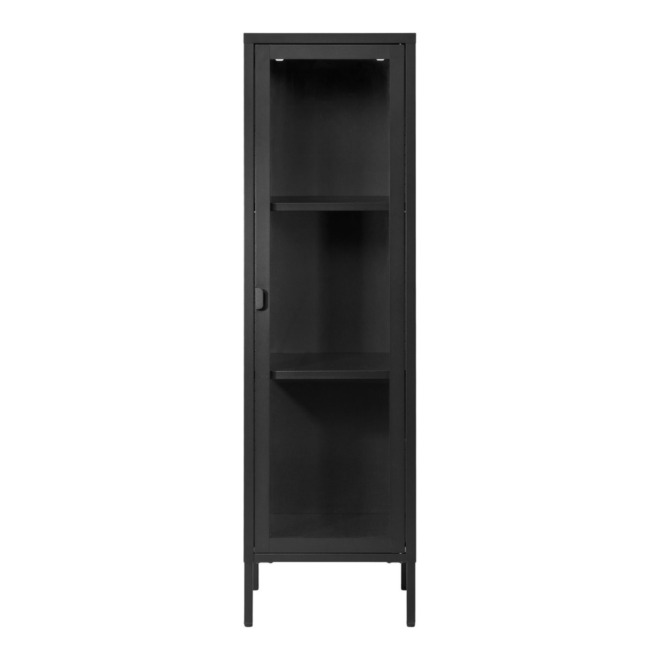 Vetrina Brisbane Slim con 1 anta in vetro, acciaio nero 40×35×140 cm