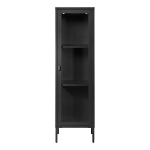 Vetrina Brisbane Slim con 1 anta in vetro, acciaio nero 40×35×140 cm