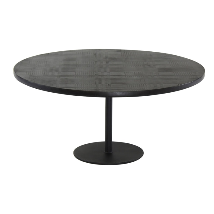 TABLE BASSE RONDE EN BOIS DE MANGUIER NOIR Ø80 CM HT38.5 UBU