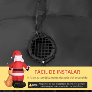 Outsunny Papá Noel Inflable con Perro con 9 Luces LED IP44 e Inflador Eléctrico Decoración Navideña para Interiores y Exteriores 117x80x157 cm Multicolor