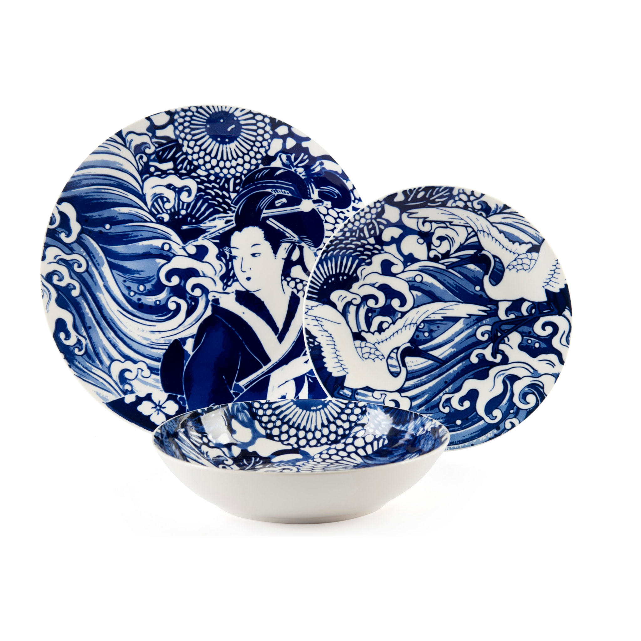 Service 18 Assiettes Excelsa – Kon, Porcelaine Bleue