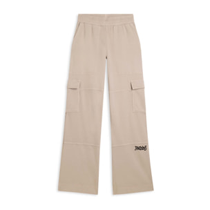 Pantaloni cargo wide leg in felpa con tasconi