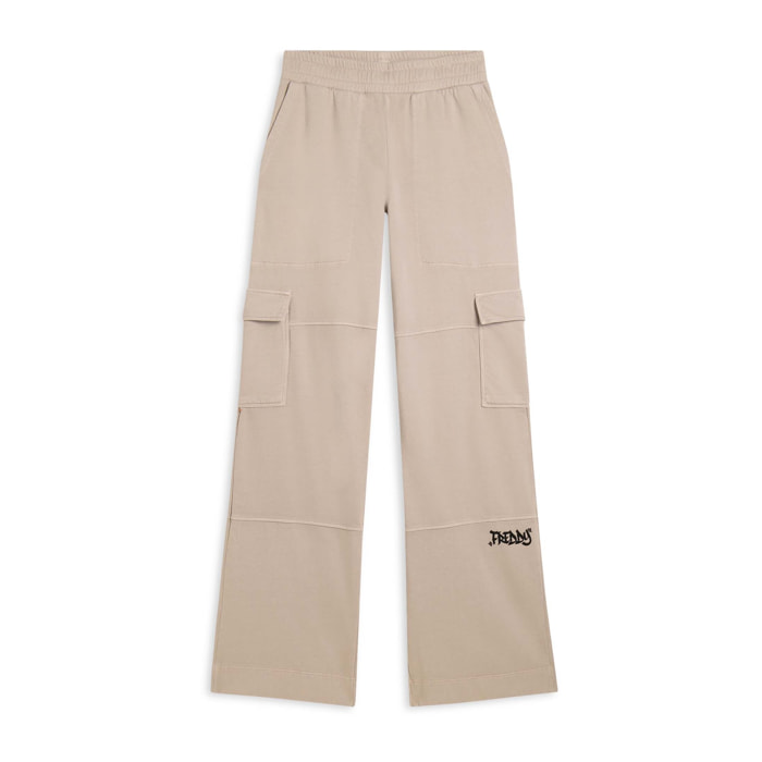 Pantaloni cargo wide leg in felpa con tasconi