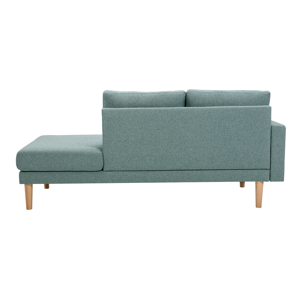 Méridienne scandinave en tissu vert de gris et bois clair massif L190 cm BERTILLE