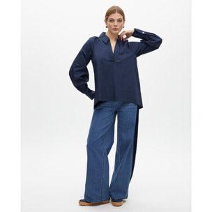 Camicia in popeline con maniche a sbuffo