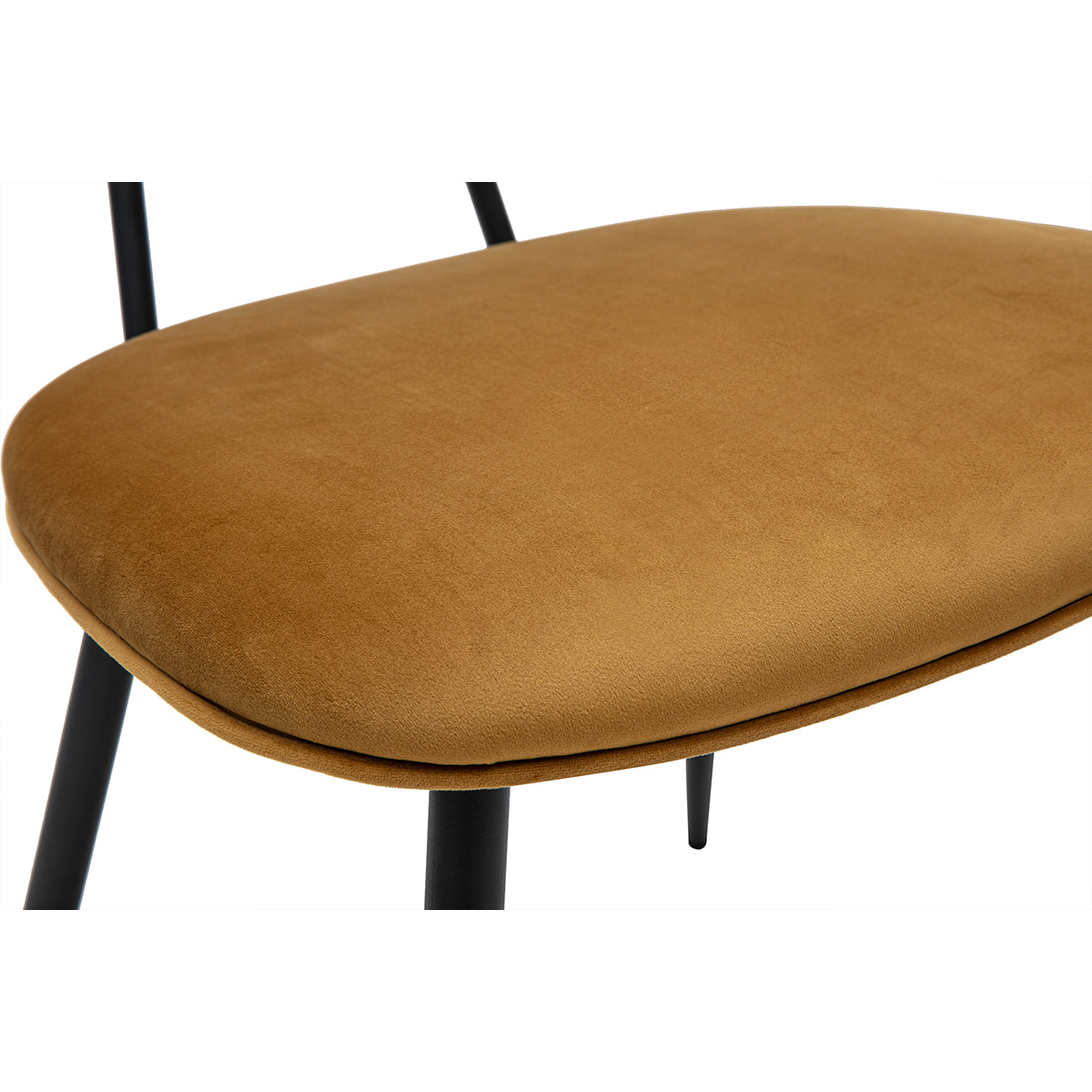 Chaises design en tissu velours bronze, métal noir et cannage rotin (lot de 2) SWANN