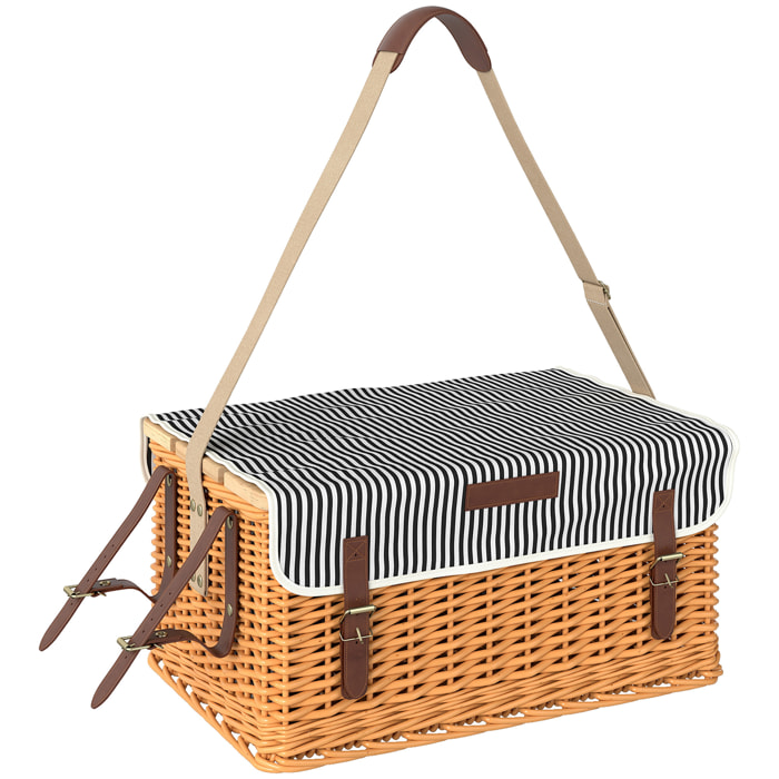 Panier de pique-nique en osier ensemble panier pique-nique 4 personnes avec petite table et accessoires