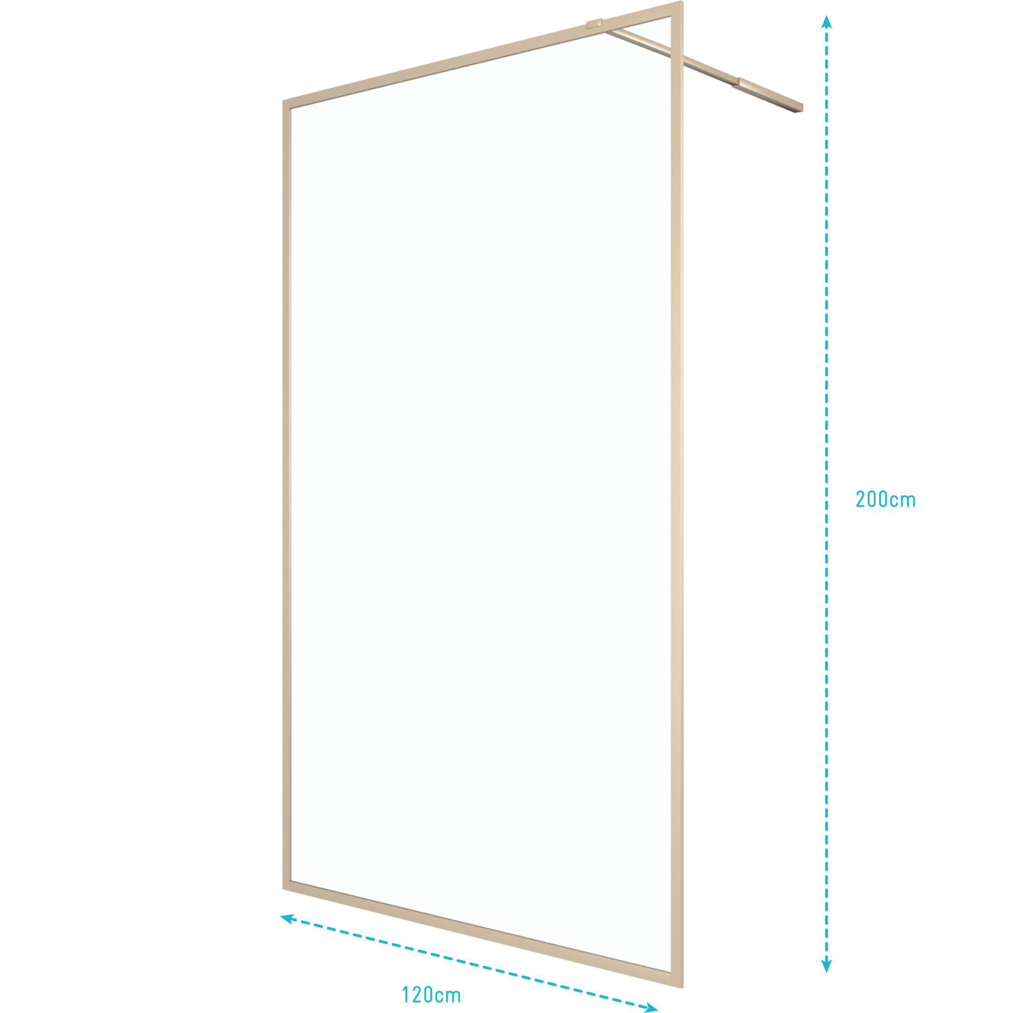 Paroi de douche 120x200 cm - Cadre et bras aluminium Or Doré Brossé - GOLDY CONTOURING