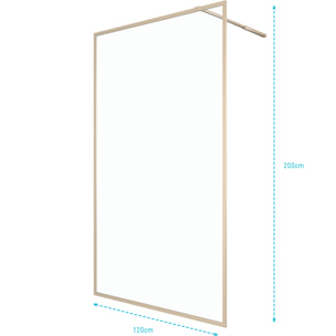 Paroi de douche 120x200 cm - Cadre et bras aluminium Or Doré Brossé - GOLDY CONTOURING