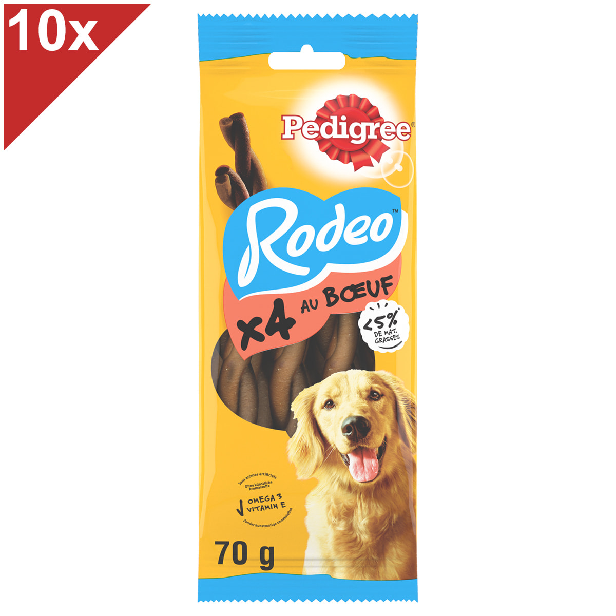 PEDIGREE Rodeo Récompenses au bœuf pour chien friandises (10x70g)