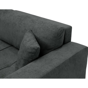 Nicole - Canapé d'angle réversible 5 places convertible avec coffre en tissu - Gris Anthracite