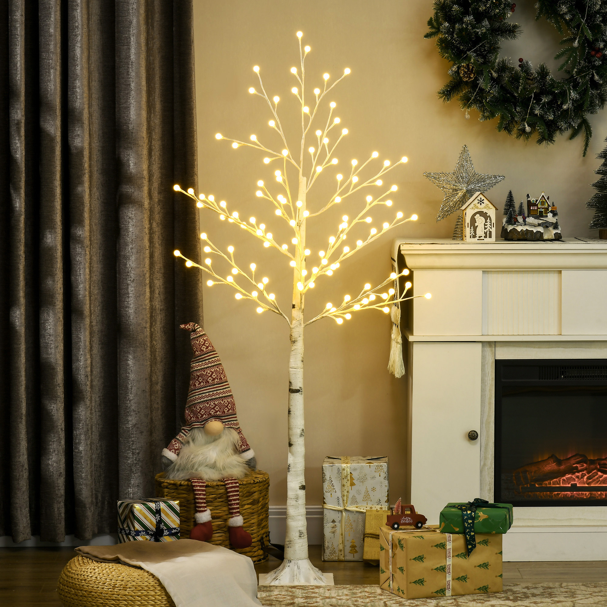 árbol Sintético 150 cm 120 Luces LED IP44 Ajustable en 3 Modos Ramas Flexibles