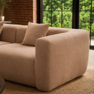 Canapé compressé 4 places en tissu effet laine texturée taupe JUMBO