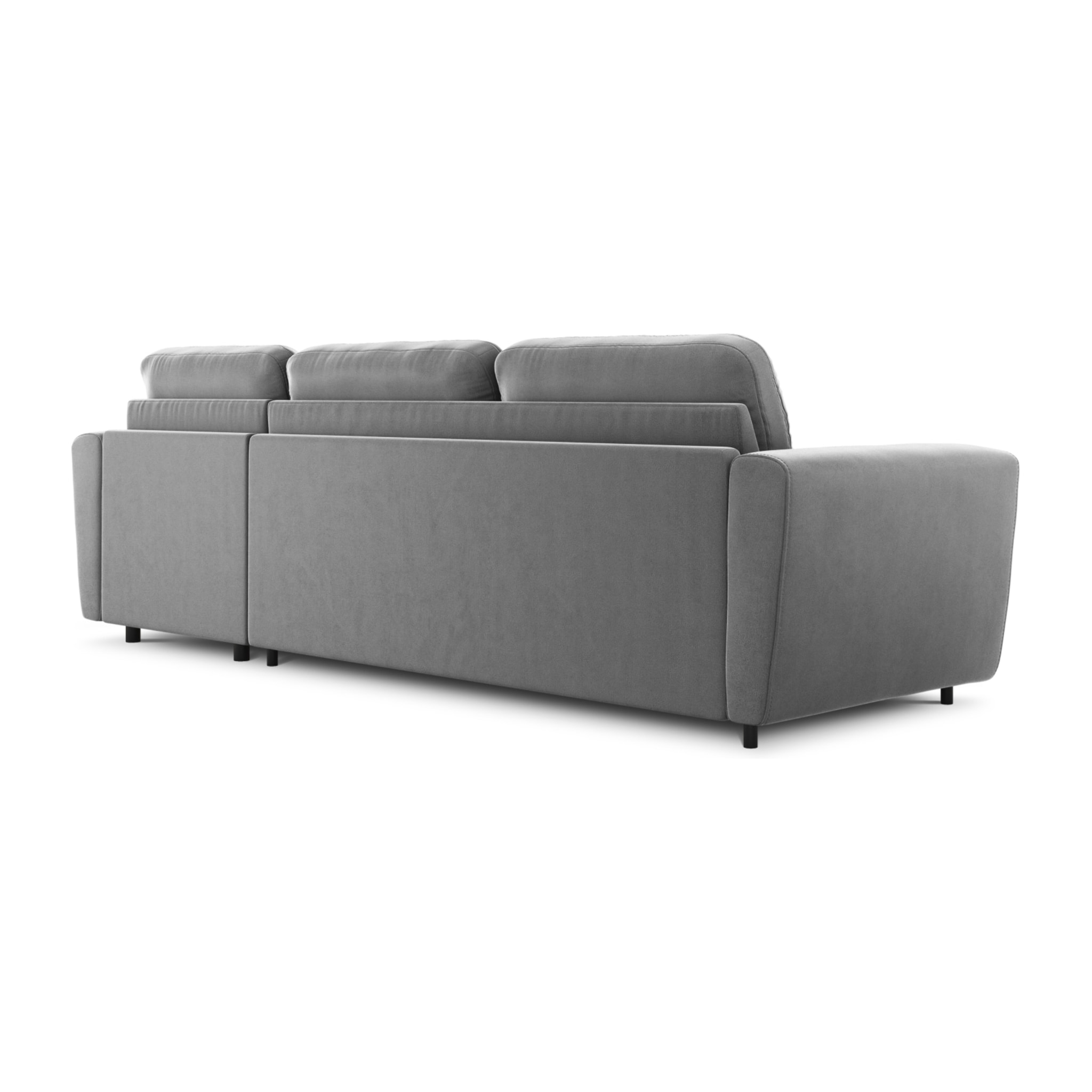 Canapé d'angle droit convertible avec coffre de rangement "Audra" 5 places en velours gris