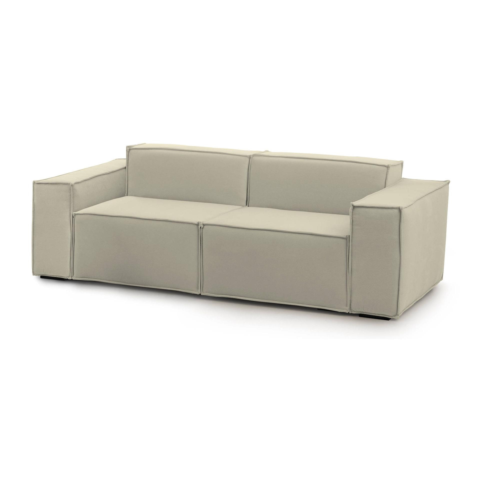 Divano fisso Paola, Divano componibile a 2 posti lineare, 100% Made in Italy, Sofà moderno da soggiorno in tessuto, Cm 220x95h70, Beige