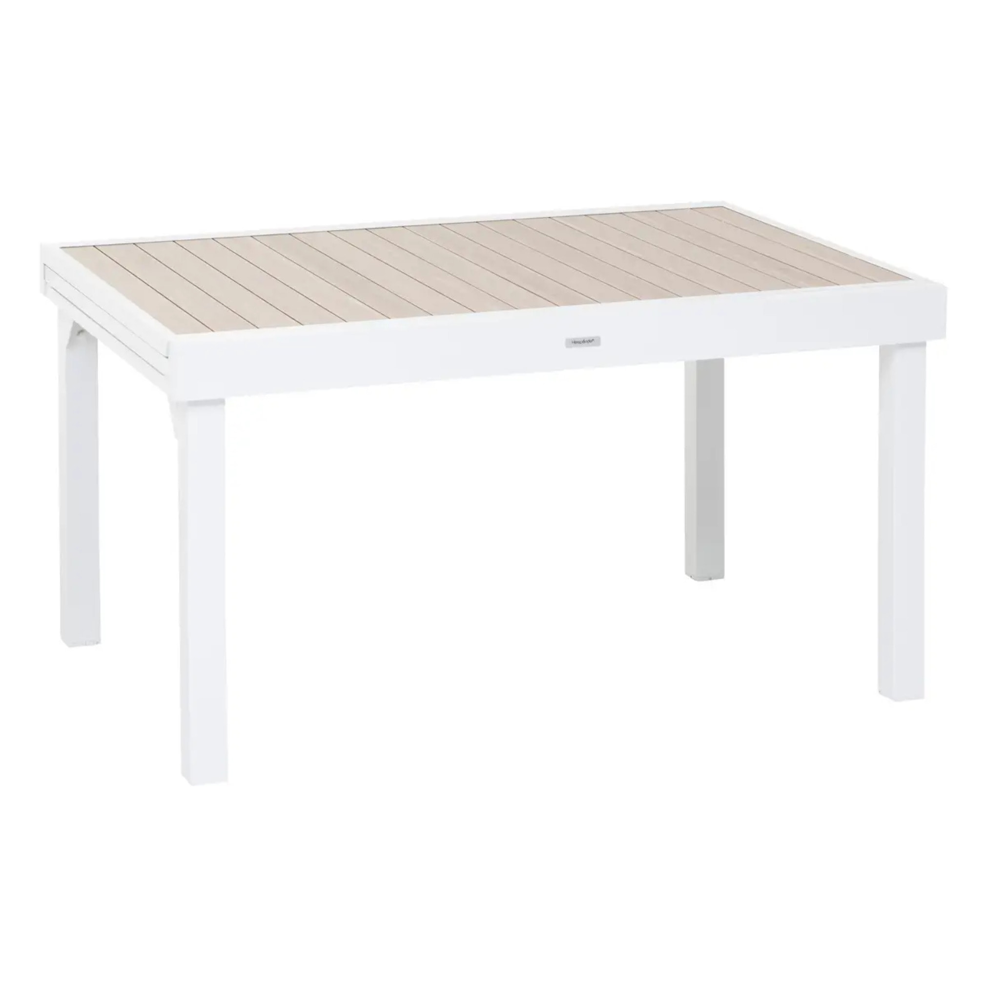 Table de jardin extensible "Piazza" lin & blanc 10 places en aluminium traité en epoxy