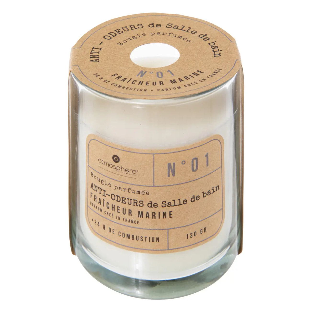 Bougie parfumée anti odeur fraîcheur marine 130g