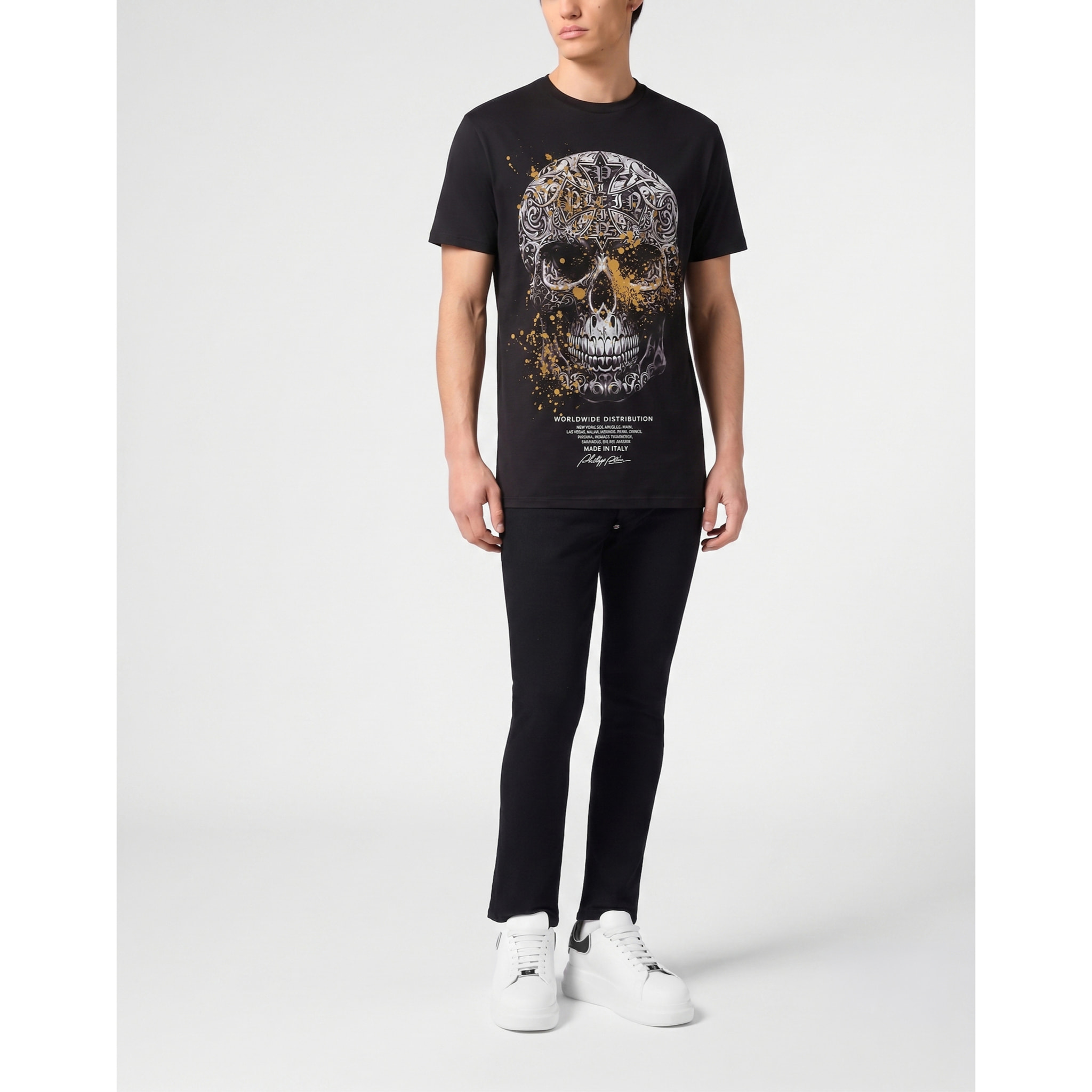 PHILIPP PLEIN Camiseta de cuello redondo y manga corta SKULL