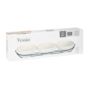 SET 3 BOLS PORCELANA BLANCA 350ML C SUPORTE