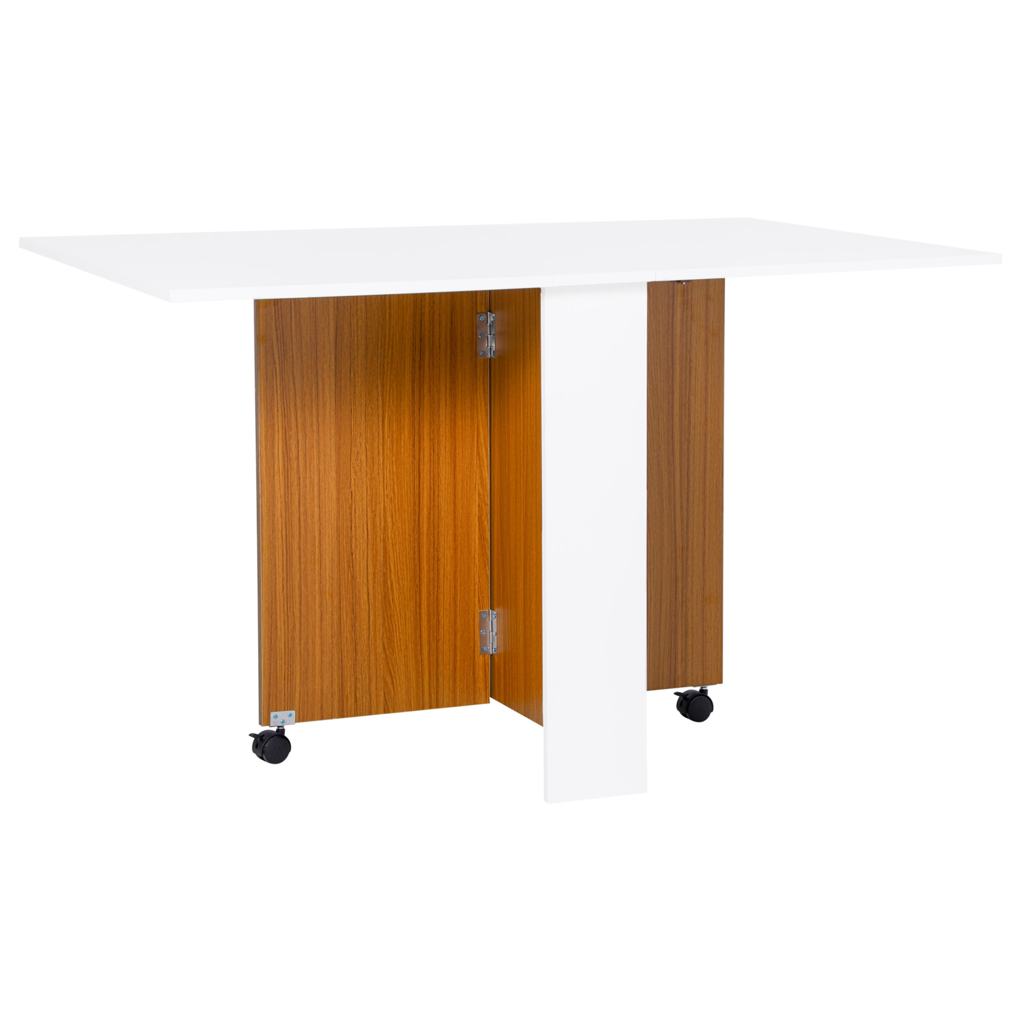 Mesa Plegable con Ruedas para Comedor 120x80x73cm Blanco