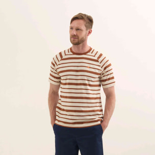 Camiseta de Algodón Orgánico con Logotipo Tipográfico Curvado LIFESTYLE T-SHIRT SOHEL CARAMEL