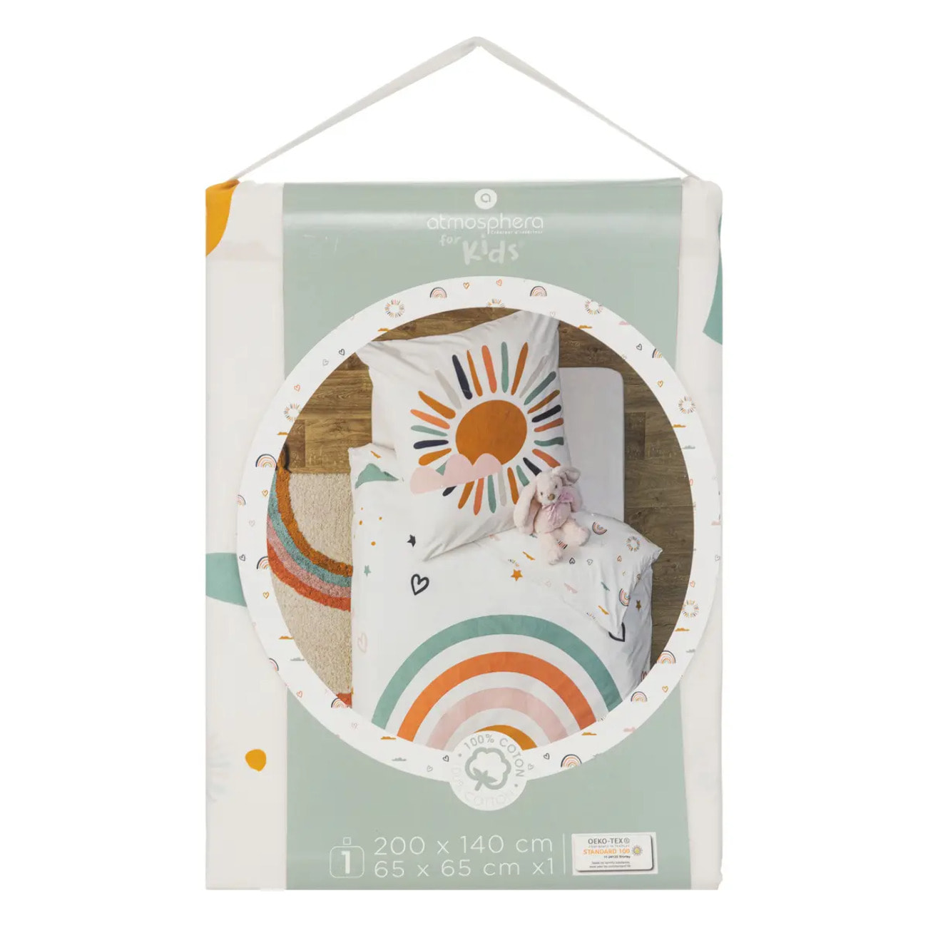Parure de lit "Arc-en-ciel" en coton 140x200cm