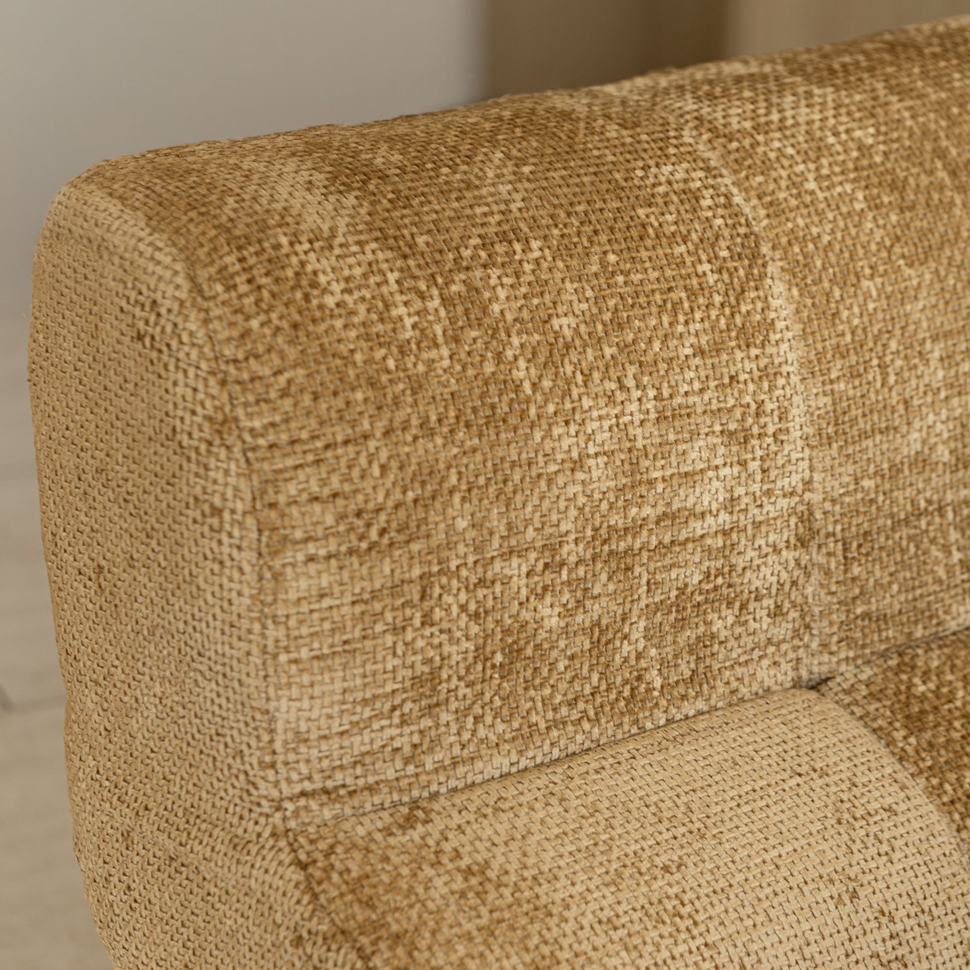 Canapé compressé modulable 3 places en tissu chenille entrelacé ocre VOLTA
