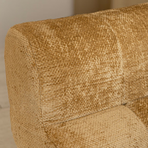 Canapé compressé modulable 3 places en tissu chenille entrelacé ocre VOLTA