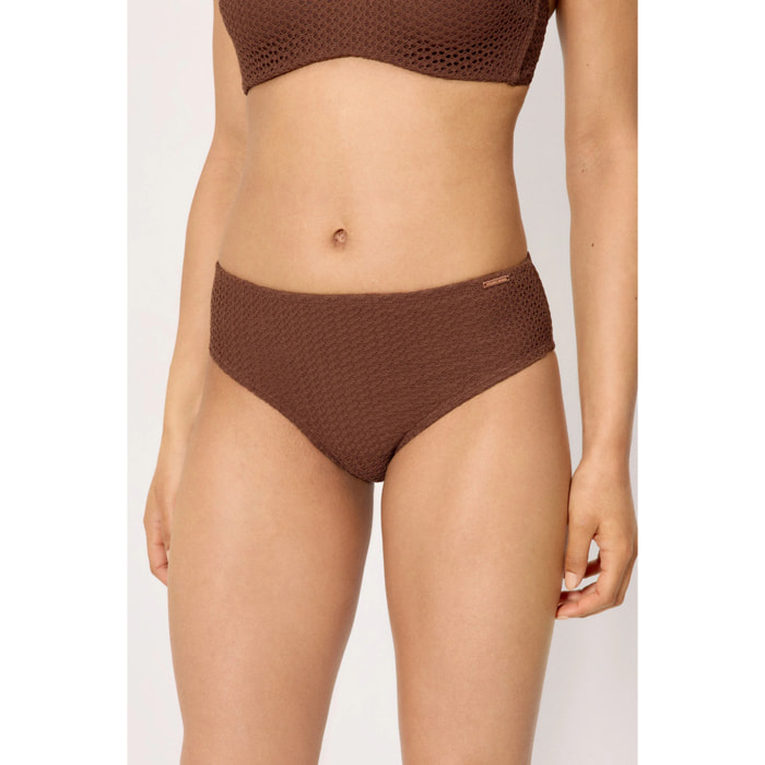 Slip bikini midi modellante Marrone