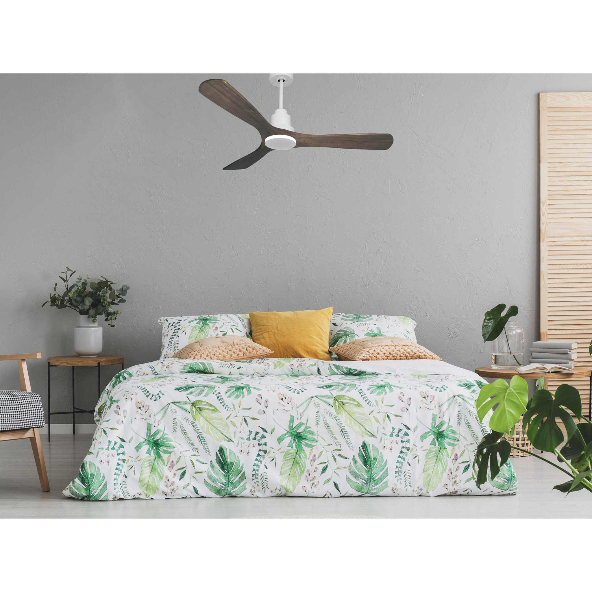 Ventilateur de plafond Réversible  Thermostat Wifi Moteur à courant continu Toits en pente Télécommande Hypersilence Mémoire Shopify Vendible (AUTOMATIQUE)