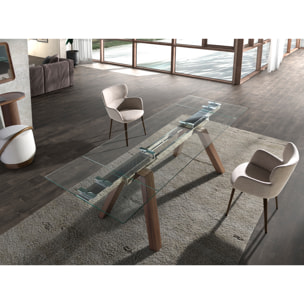 Silla con reposabrazos con asiento y respaldo tapizados en tela marrón jaspeada patas de acero inoxidable en marrón metal 58x59x80cm