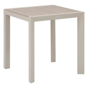 Table de jardin "Évasion" effet bois lin & argile 2 places lates en aluminium