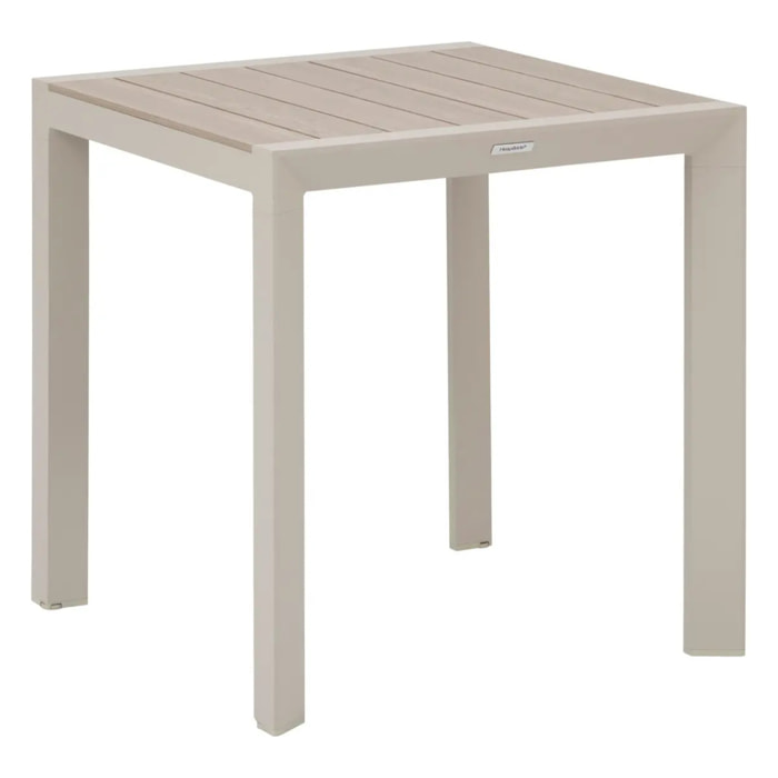 Table de jardin "Évasion" effet bois lin & argile 2 places lates en aluminium