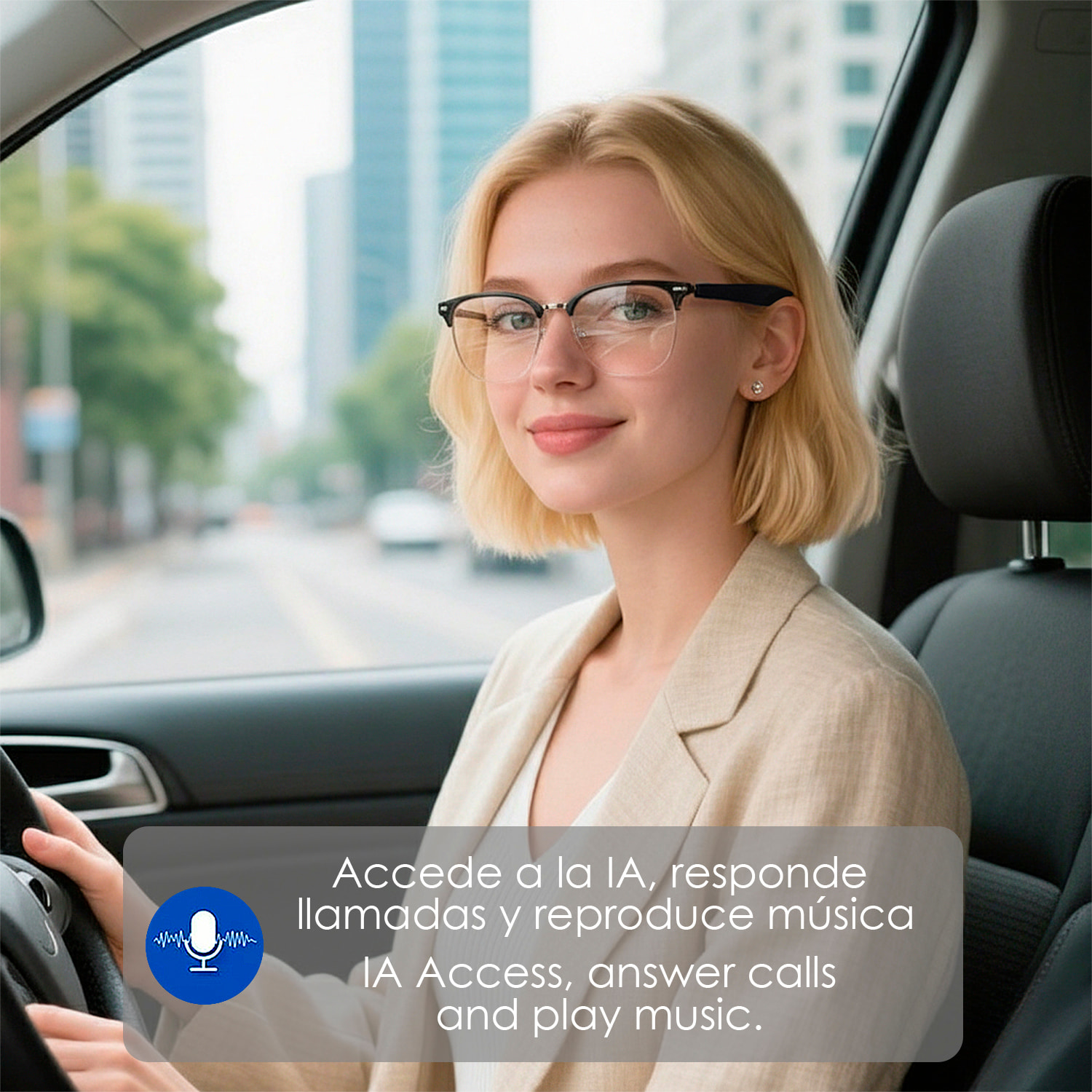 Gafas inteligentes A03-316C2, lentes fotocromáticas, control de llamada bluetooth, asistente de voz, traducción AI.