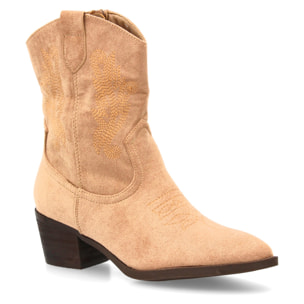 Botín cowboy mujer con bordados laterales