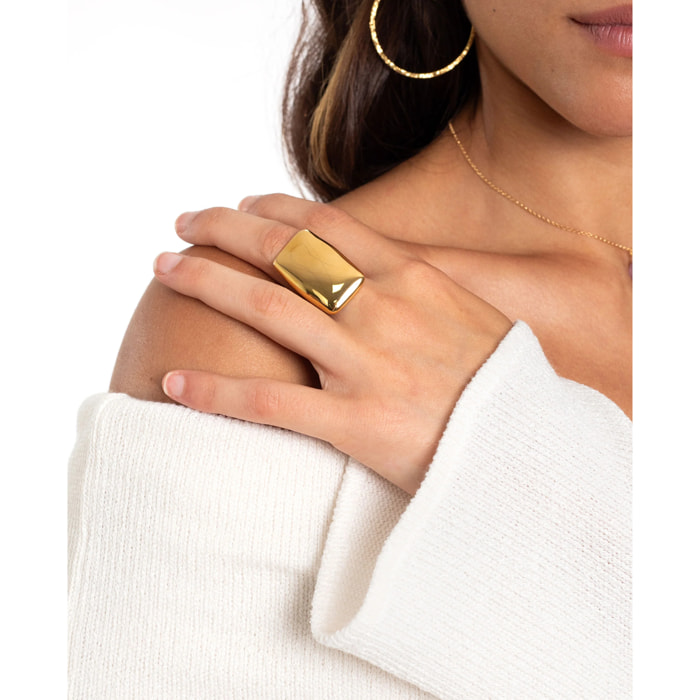 Anillo rectangular ajustable dorado