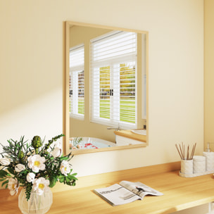 Miroir mural rectangulaire dim. 60L x 80H cm MDF effet bois naturel