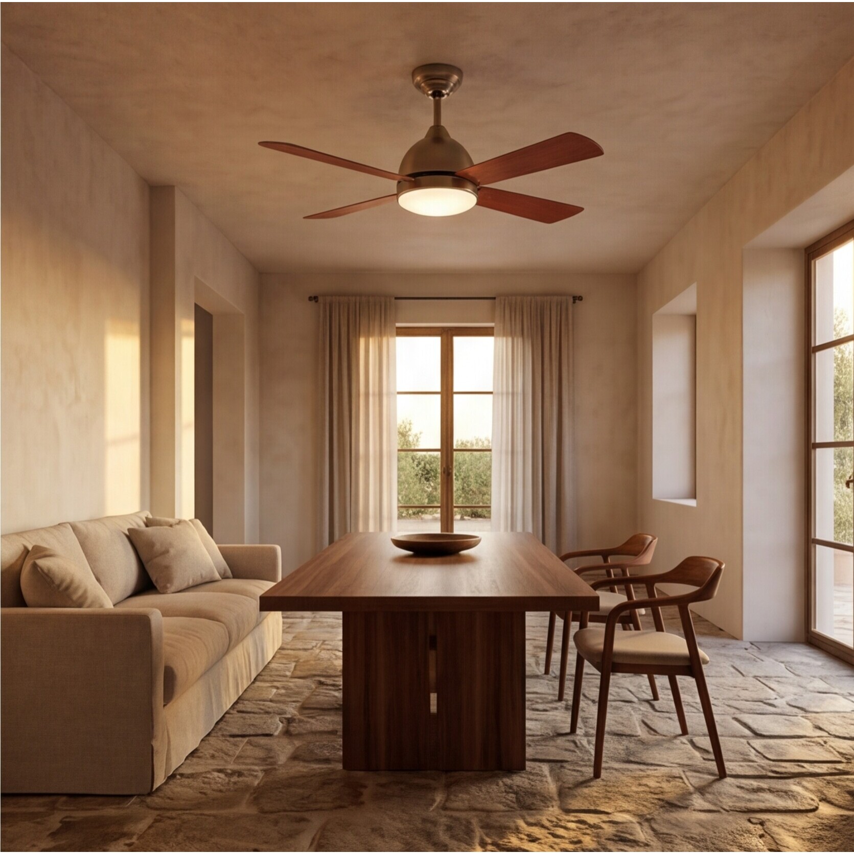 Forlight Ventilador IP20 Borneo E27 15W Patiné Teca