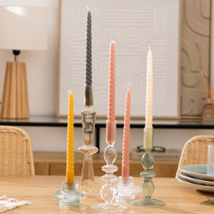 4 bougie-bâtons "Twist many" rose 180g