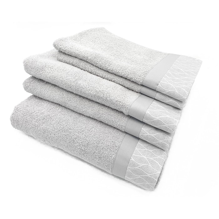 Set Spugna VENTOTENE 5 Pezzi: 2 Viso+2 Ospite + 1 Telo Bagno - 450 gr/m² - 100% Puro Cotone