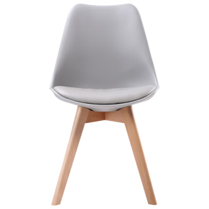 Lot de 4 chaises scandinaves NORA grises avec coussin
