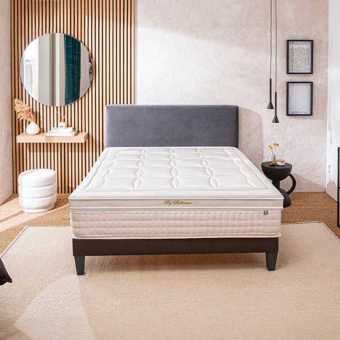 Matelas Empereur, Soutien Ferme, 33 cm, Gel & Mémoire de Forme, Fabrication Française, Déhoussable