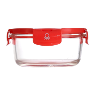 Hermético redondo 410ml borosilicato tapa rojo rainbow benetton