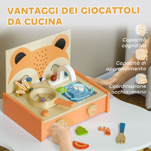 AIYAPLAY Cucina Giocattolo per Bambini 3-5 Anni con Fornello e 12 Accessori in Legno, Multicolore