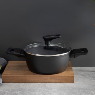 cacerola baja ø20cm 2,2l con tapa en aluminio forjado color negro