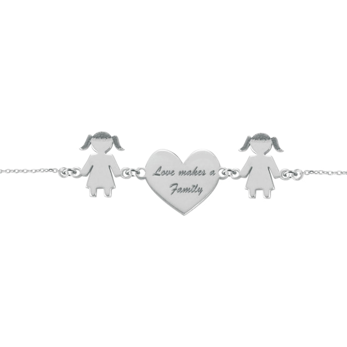 Bracciale Love Makes a Family Bimba-Cuore-Bimba Argento