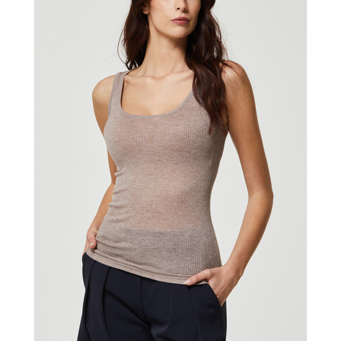Canotta rib modal cashmere a costine