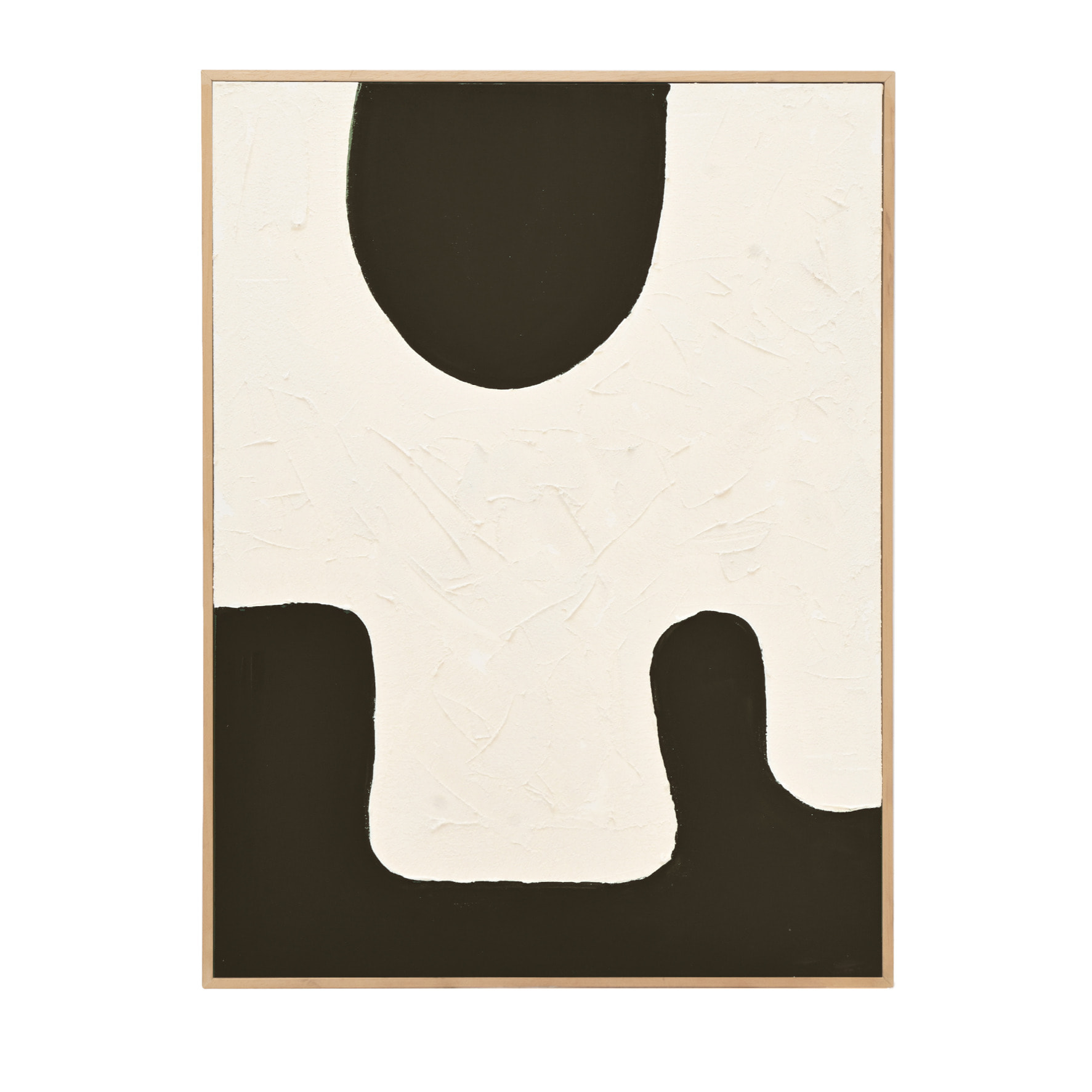 Tableau blanc et noir décoratif sur coton avec cadre en bois peint à la main à la peinture à l'huile en différentes tailles