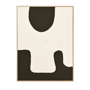 Tableau blanc et noir décoratif sur coton avec cadre en bois peint à la main à la peinture à l'huile en différentes tailles